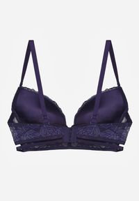 Renee - Granatowo-Różowy Koronkowy Biustonosz w Klasycznym Stylu z Aplikacją Galinassa. Kolor: niebieski. Materiał: koronka. Wzór: aplikacja #8