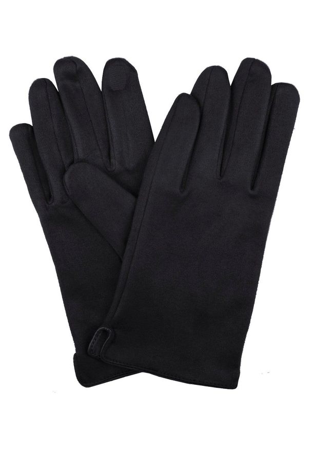 EM Men's Accessories - Miękkie i Delikatne Rękawiczki Męskie - Bawełniane - Czarne. Kolor: czarny. Materiał: poliester, bawełna. Wzór: aplikacja. Sezon: zima, jesień