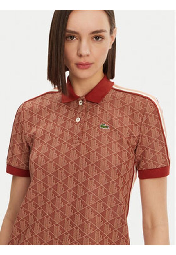 Lacoste Polo DF3364 Brązowy Slim Fit. Typ kołnierza: polo. Kolor: brązowy. Materiał: bawełna