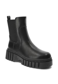 Czarne Botki S.Barski Modne Obuwie Damskie Zapinane Na Suwak. Okazja: na co dzień. Kolor: czarny. Materiał: materiał. Obcas: na platformie. Styl: elegancki, casual