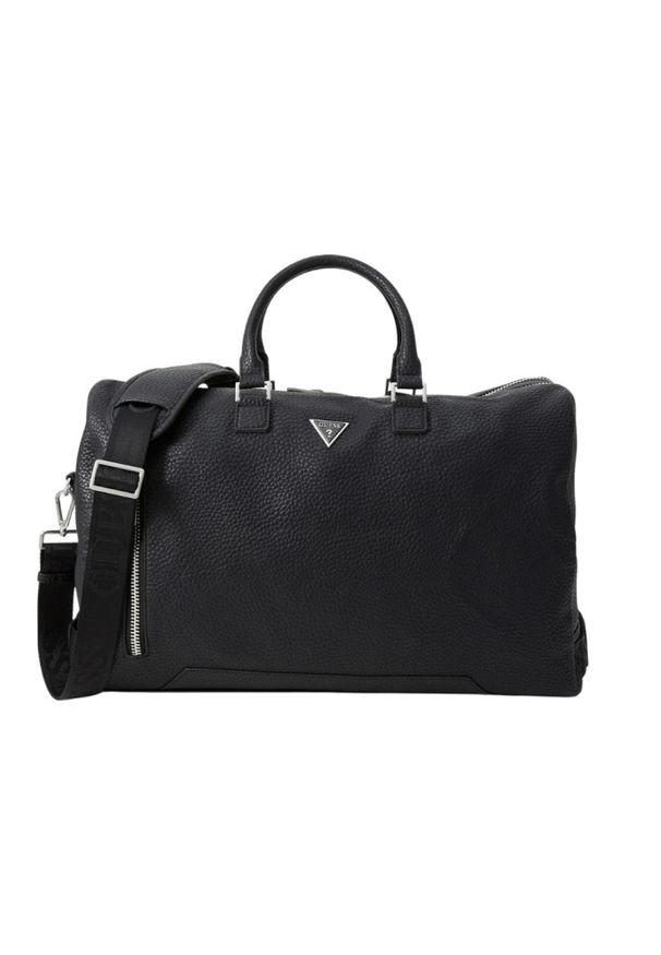 Guess - GUESS Czarna męska podróżna torba Torino Duffle. Kolor: czarny. Materiał: skóra ekologiczna