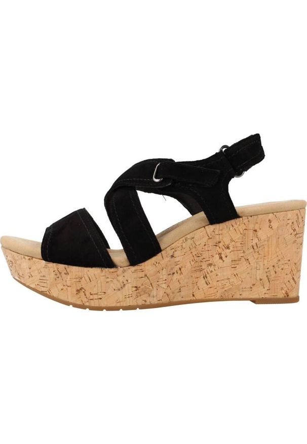 Clarks - Sandały CLARKS ROSE WAY Czarny. Kolor: czarny. Materiał: tkanina, skóra. Sezon: lato