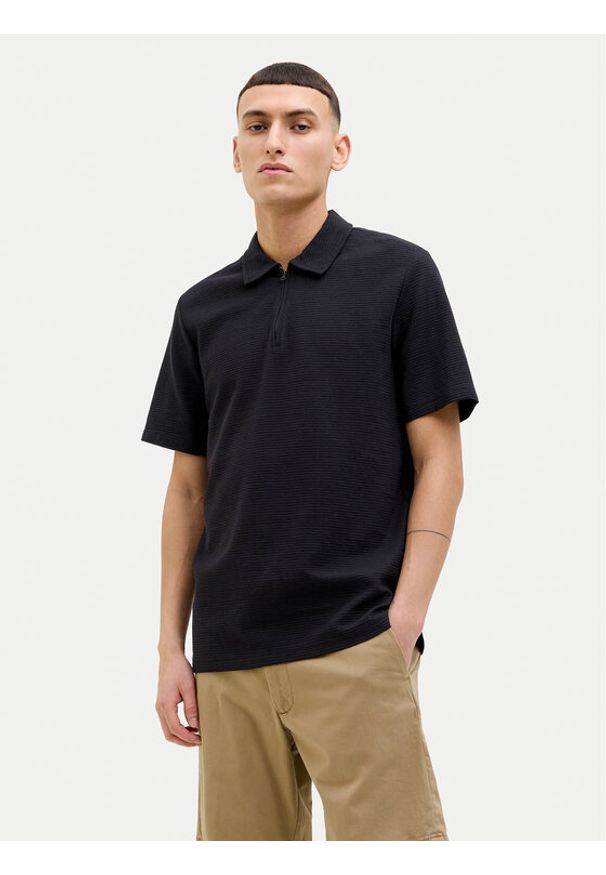 Jack & Jones - Jack&Jones Polo Benja 12269338 Czarny Regular Fit. Typ kołnierza: polo. Kolor: czarny. Materiał: bawełna