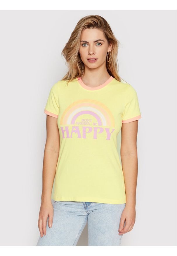 Brave Soul T-Shirt LTS-544JULIET Żółty Regular Fit. Kolor: żółty. Materiał: bawełna, syntetyk