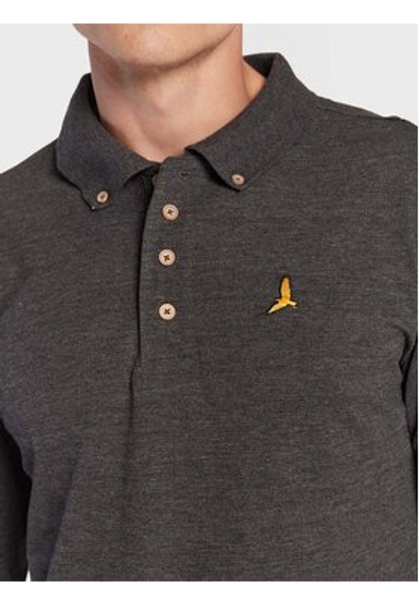 Brave Soul Polo MLT-412WASHINGTN Szary Slim Fit. Typ kołnierza: polo. Kolor: szary. Materiał: syntetyk, bawełna