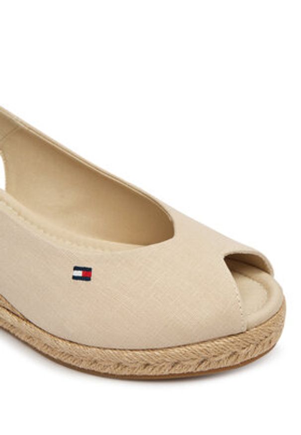TOMMY HILFIGER - Tommy Hilfiger Espadryle Mid Wedge Espad Slingback FW0FW09228 Beżowy. Kolor: beżowy. Materiał: materiał