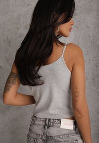 Renee - Szary Bieliźniany Top z Bawełny z Koronką na Regulowanych Ramiączkach Beralisse. Kolor: szary. Materiał: bawełna, koronka. Długość rękawa: na ramiączkach. Wzór: koronka. Sezon: zima, wiosna, lato #8