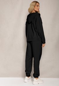 Renee - Czarny Bawełniany Komplet Dresowy 2-Częściowy Spodnie z Gumką w Pasie i Kieszeniami oraz Bluza Rozpinana Jenessta. Kolor: czarny. Materiał: bawełna, dresówka #2