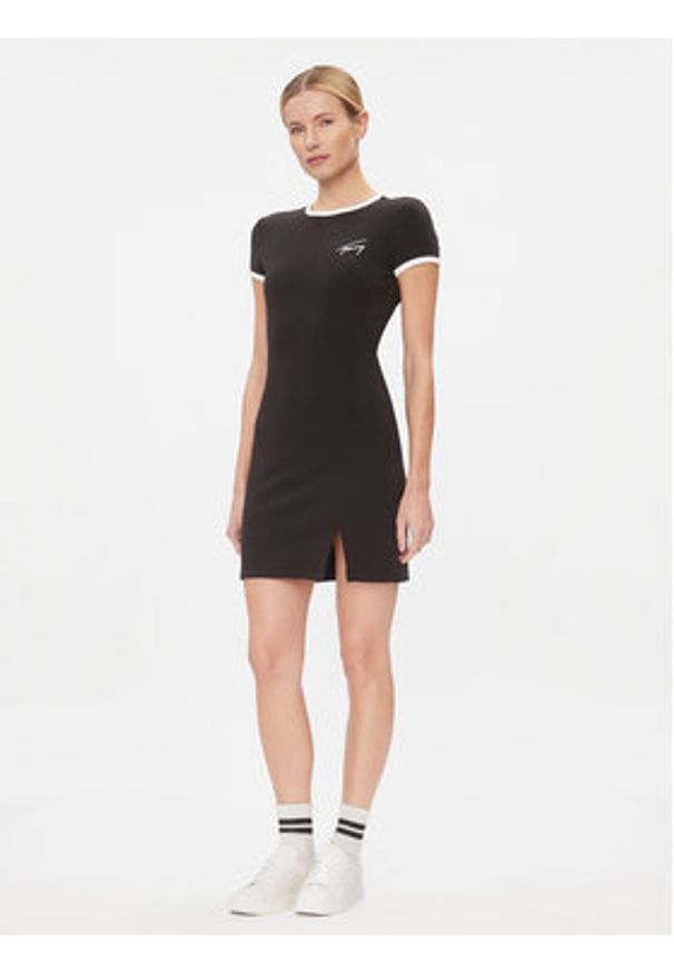 Tommy Jeans Sukienka codzienna Bodycon DW0DW17409 Czarny Slim Fit. Okazja: na co dzień. Kolor: czarny. Materiał: bawełna. Typ sukienki: proste, bodycon. Styl: casual