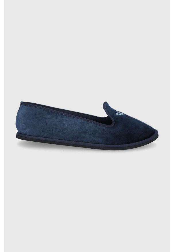 EA7 Emporio Armani Kapcie kolor granatowy. Nosek buta: okrągły. Kolor: niebieski. Materiał: guma
