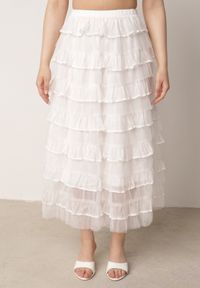 Born2be - Jasnoniebieski Komplet z Bawełny i Wiskozy Spódnica z Falbanami i Koszula Bez Rękawów Callirane. Kolor: niebieski. Materiał: wiskoza, bawełna #8