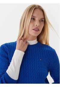 TOMMY HILFIGER - Tommy Hilfiger Sweter Fine WW0WW44993 Niebieski Regular Fit. Kolor: niebieski. Materiał: bawełna #5
