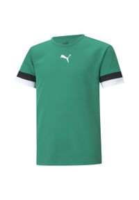 Koszulka piłkarska dla dzieci Puma teamRISE Jersey Jr. Kolor: wielokolorowy, czarny, zielony. Materiał: jersey. Sport: piłka nożna