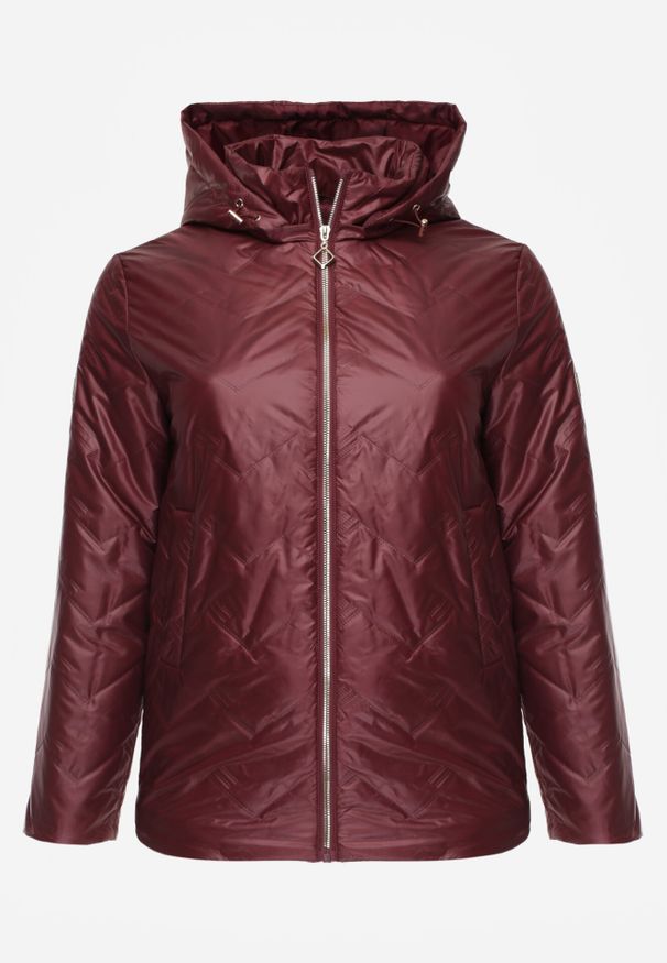 Born2be - Czerwona Pikowana Kurtka Przejściowa o Prostym Kroju z Kapturem Vimoris. Okazja: na spacer, na co dzień. Typ kołnierza: kaptur. Kolekcja: plus size. Kolor: czerwony. Materiał: poliester, jeans. Styl: casual, elegancki