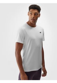 4f - 4F Koszulka treningowa szybkoschnąca męska - biała XXL. Kolor: biały. Materiał: syntetyk, elastan, materiał, dzianina, włókno. Długość rękawa: krótki rękaw. Długość: krótkie. Wzór: ze splotem, jednolity, gładki. Sport: fitness #1