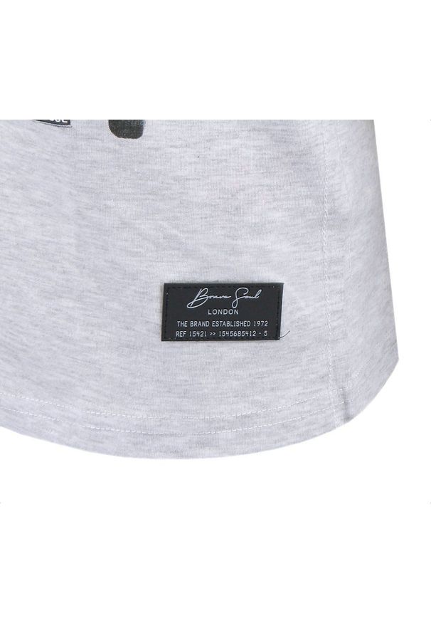 Bawełniany T-Shirt, Męski - Brave Soul - Retro Auta - Popielaty. Okazja: na co dzień. Kolor: szary. Materiał: bawełna, wiskoza. Wzór: nadruk. Sezon: lato, wiosna. Styl: retro