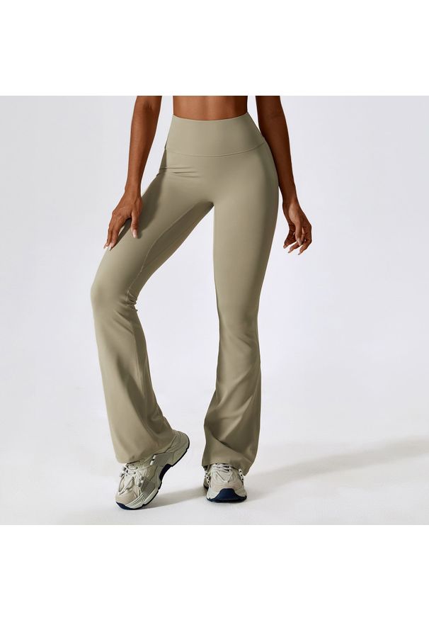 Intica - Spodnie treningowe z elastycznego materiału z wysokim stanem Oksun. Stan: podwyższony. Kolor: szary. Materiał: materiał. Sport: fitness