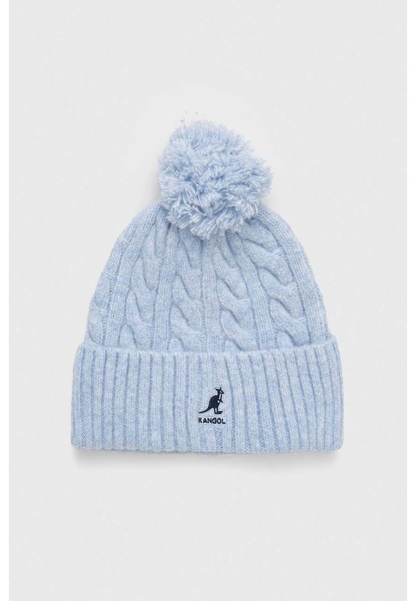 Kangol czapka z domieszką wełny kolor niebieski z grubej dzianiny. Kolor: niebieski. Materiał: wełna, dzianina