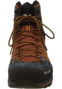 Buty trekkingowe męskie Salewa MS Mtn Trainer Lite Mid Gtx. Wysokość cholewki: za kostkę. Zapięcie: sznurówki. Kolor: czarny, pomarańczowy, wielokolorowy. Materiał: materiał. Szerokość cholewki: normalna