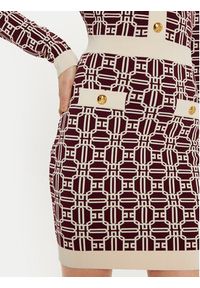 Elisabetta Franchi Sukienka dzianinowa AM-31B-47E2-V440 Bordowy Slim Fit. Kolor: czerwony. Materiał: wiskoza #3