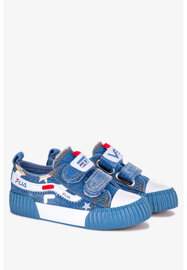Casu - Niebieskie trampki jeansowe na rzepy casu 12/4/21/m. Zapięcie: rzepy. Kolor: niebieski. Materiał: jeans