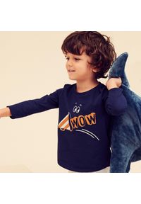 DOMYOS - Koszulka z długim rękawem dziecięca Domyos Basic. Kolor: brązowy, beżowy, wielokolorowy, niebieski. Materiał: materiał, bawełna, elastan, prążkowany, tkanina. Długość rękawa: długi rękaw. Długość: długie #1