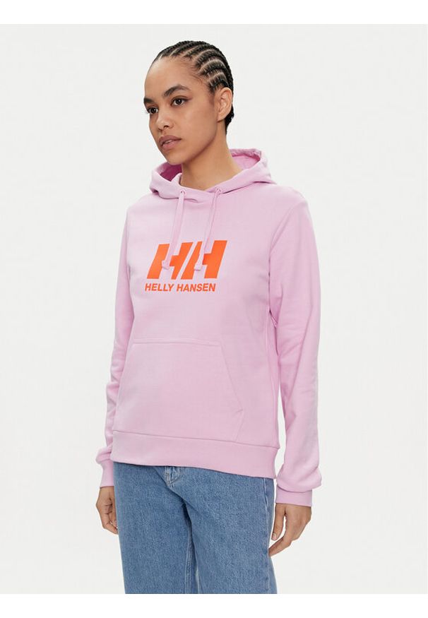 Helly Hansen Bluza W Hh Logo Hoodie 2.0 34460 Różowy Regular Fit. Kolor: różowy. Materiał: bawełna