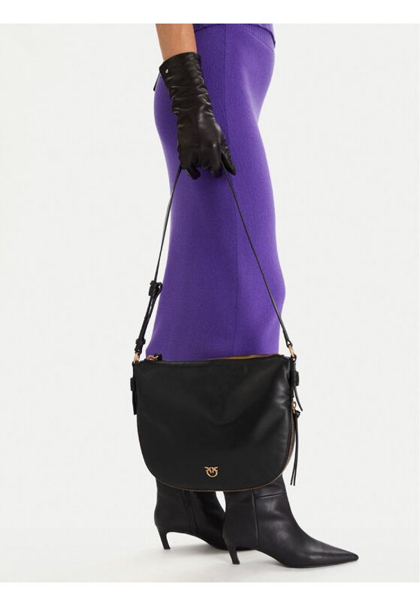 Pinko - PINKO Torebka Hobo Zip Around Classic AI 25-26 PLTT 105113 A0QO Czarny. Kolor: czarny. Materiał: skórzane
