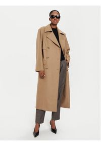 BOSS - Boss Płaszcz wełniany Caspina 50518503 Beżowy Regular Fit. Kolor: beżowy. Materiał: wełna #4