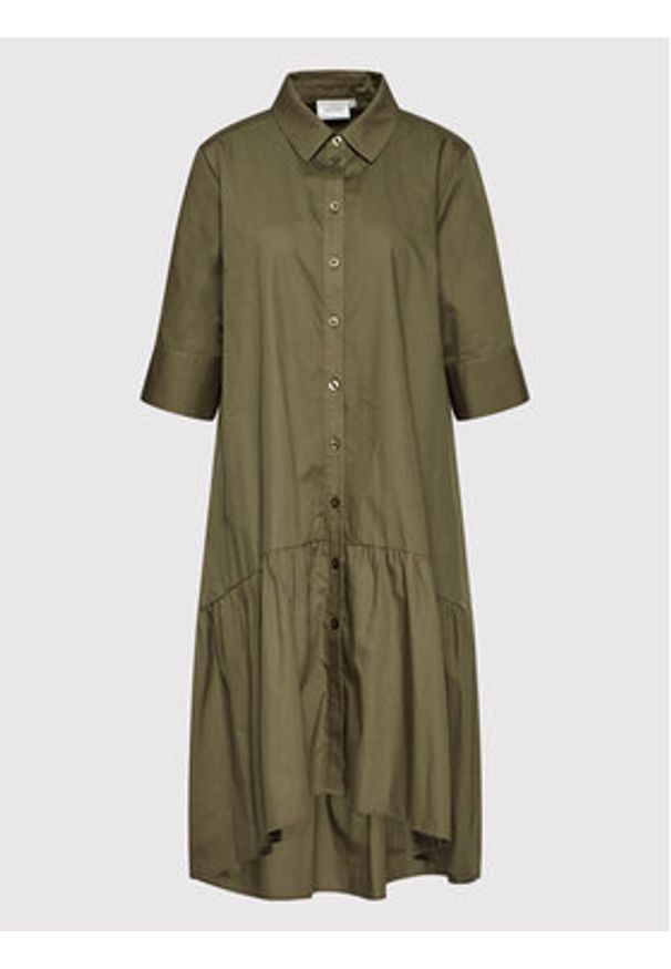 GESTUZ - Gestuz Sukienka koszulowa Avaligz 10906320 Zielony Loose Fit. Kolor: zielony. Materiał: bawełna. Typ sukienki: koszulowe