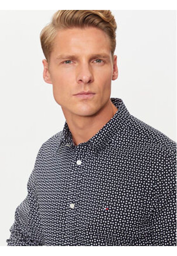 TOMMY HILFIGER - Tommy Hilfiger Koszula MW0MW36870 Granatowy Slim Fit. Kolor: niebieski. Materiał: bawełna