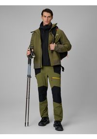 4f - 4F Spodnie trekkingowe szybkoschnące męskie - khaki S. Kolor: oliwkowy, brązowy, wielokolorowy. Materiał: tkanina, materiał. Długość: długie. Sport: wspinaczka, turystyka piesza #1