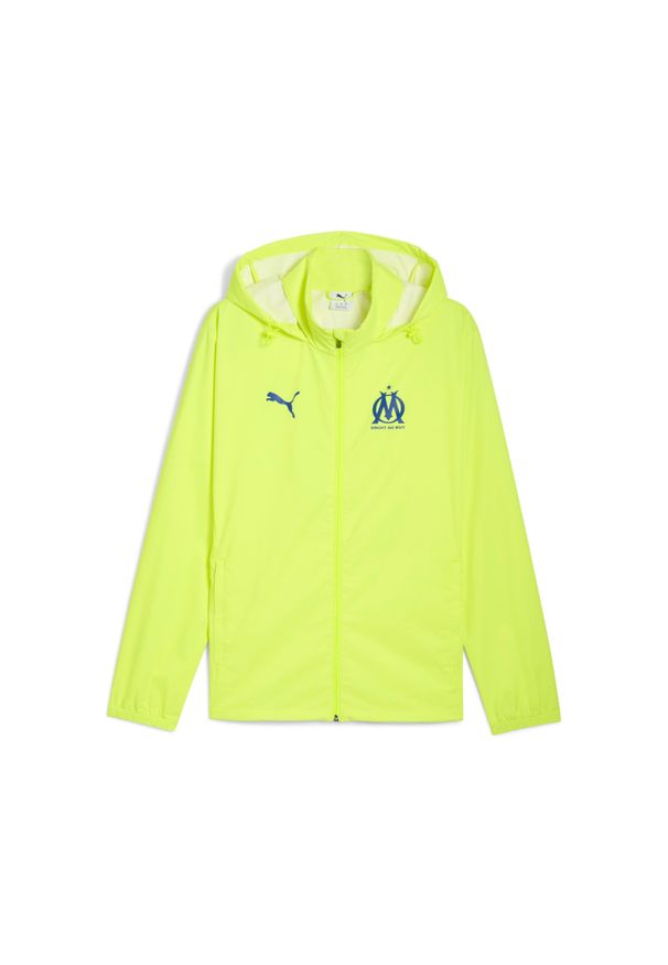 Puma - Strój treningowy OM All Weather 2025/26. Kolor: żółty. Materiał: dresówka. Sport: piłka nożna