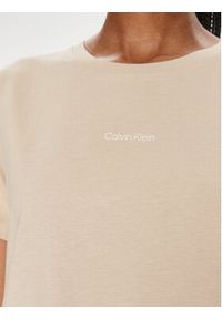 Calvin Klein T-Shirt Micro Logo K20K205454 Beżowy Regular Fit. Kolor: beżowy. Materiał: bawełna