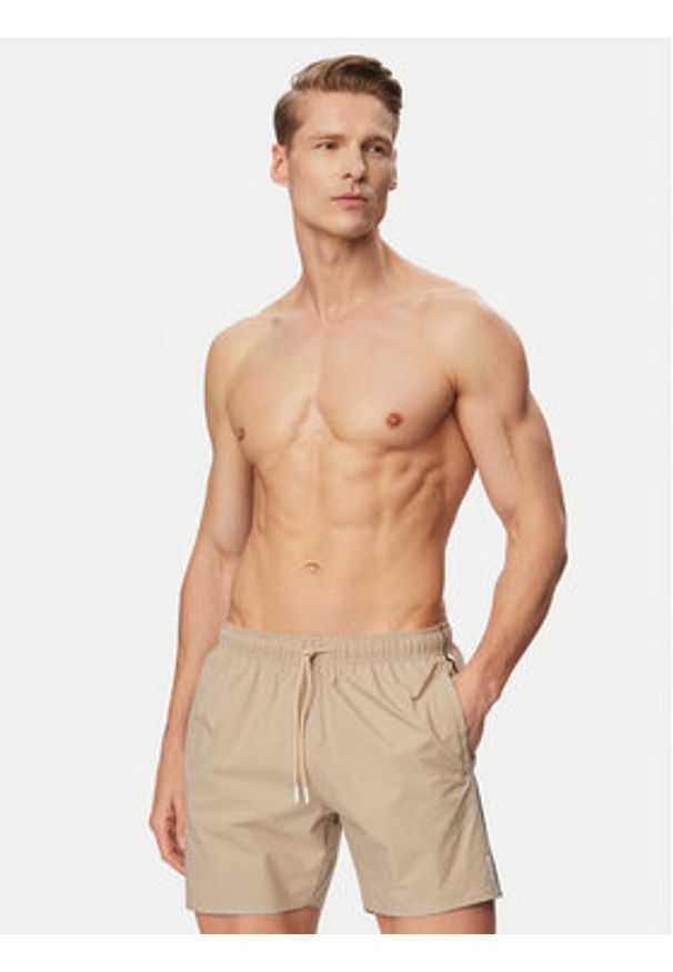 BOSS Szorty kąpielowe Iconic 50491594 Beżowy jasny Regular Fit. Kolor: beżowy