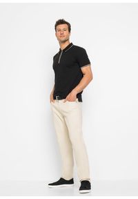 bonprix - Koszulka polo z zamkiem z bawełnianej piki. Typ kołnierza: polo. Kolor: czarny. Materiał: bawełna. Wzór: gładki #3