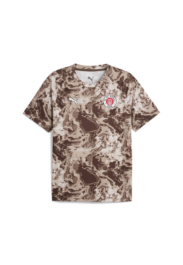 Puma - Męska koszulka przedmeczowa FC St. Pauli PUMA. Kolor: wielokolorowy, biały, brązowy. Sport: piłka nożna