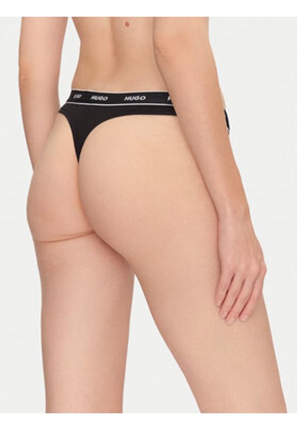 Hugo - HUGO Stringi Thong Stripe Pyp 50545700 Czarny. Kolor: czarny. Materiał: bawełna