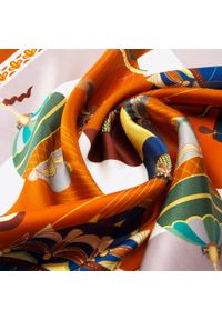 Wittchen - Damska apaszka jedwabna we wzory. Okazja: na spotkanie biznesowe. Kolor: biały, wielokolorowy, pomarańczowy. Materiał: jedwab. Wzór: gładki. Sezon: lato. Styl: elegancki, biznesowy #2