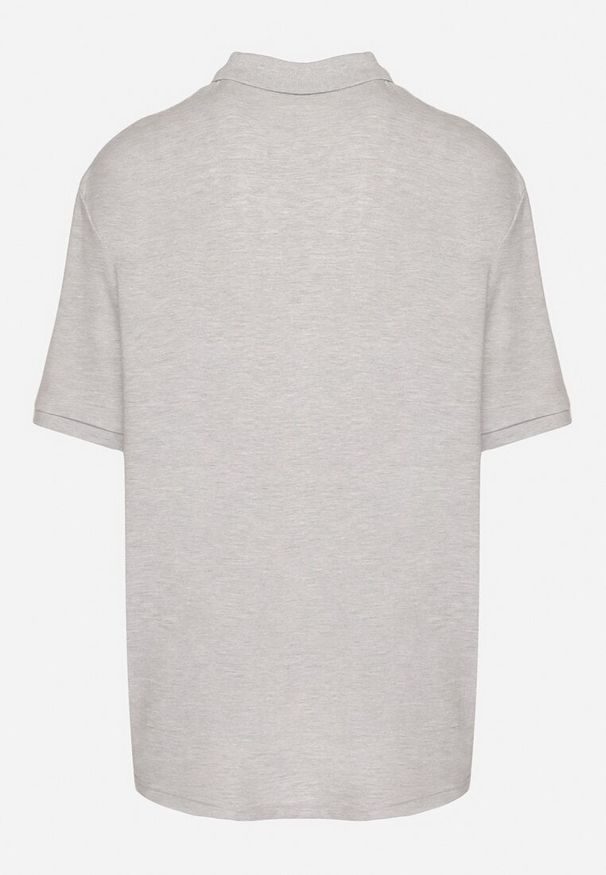 Born2be - Ciemnoszara Klasyczna Koszulka Polo z Bawełny Erdetia. Okazja: na co dzień, na spacer. Typ kołnierza: polo. Kolekcja: plus size. Kolor: szary. Materiał: bawełna. Styl: klasyczny