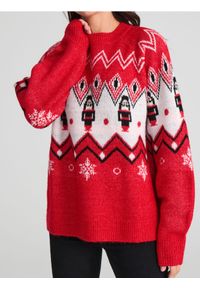 Sinsay - Świąteczny sweter z motywem dziadków do orzechów - czerwony. Kolor: czerwony. Styl: wizytowy #1