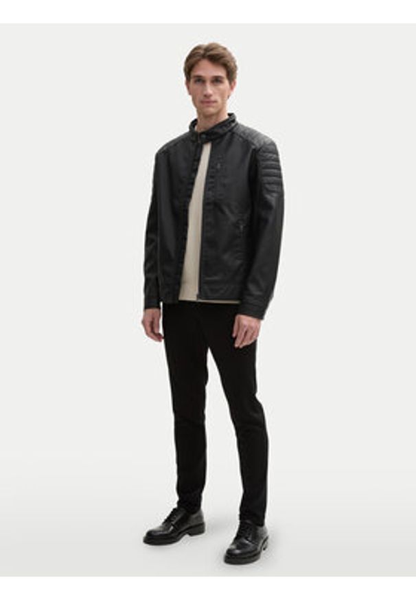 Tom Tailor Kurtka z imitacji skóry 1044100 Czarny Regular Fit. Kolor: czarny. Materiał: skóra