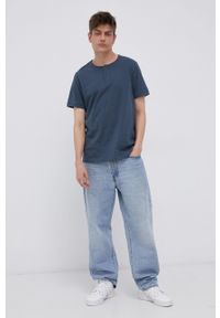 Lee Cooper T-shirt bawełniany gładki. Okazja: na co dzień. Kolor: niebieski. Materiał: bawełna. Długość: krótkie. Wzór: gładki. Styl: casual #3
