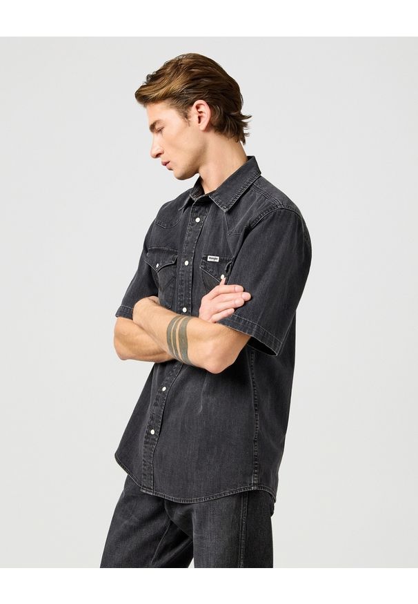 Wrangler - MESKA KOSZULA WRANGLER SS WESTERN SHIRT ENCHANTED BLACK 112362746