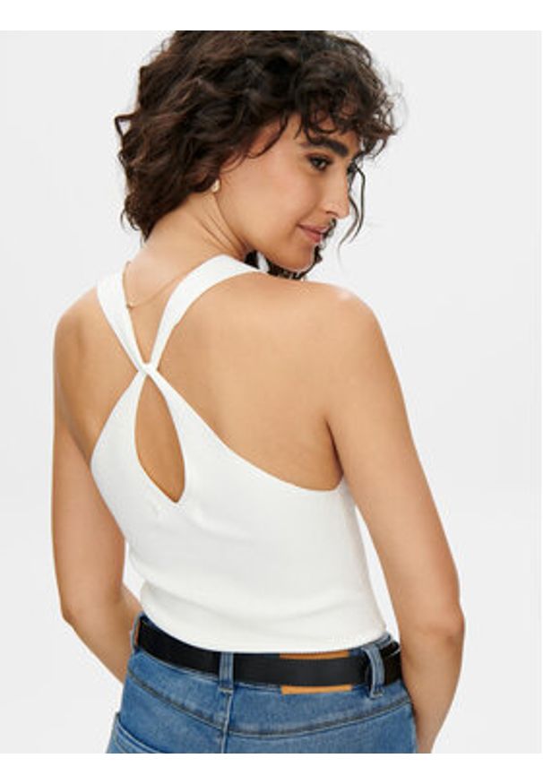 JDY Top Sabrina 15258897 Biały Slim Fit. Kolor: biały. Materiał: wiskoza