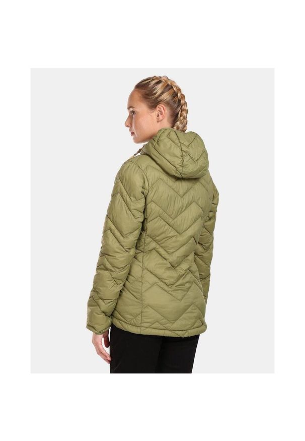 Damska kurtka puchowa Kilpi Rebeki. Kolor: zielony. Materiał: nylon. Sezon: zima. Sport: turystyka piesza