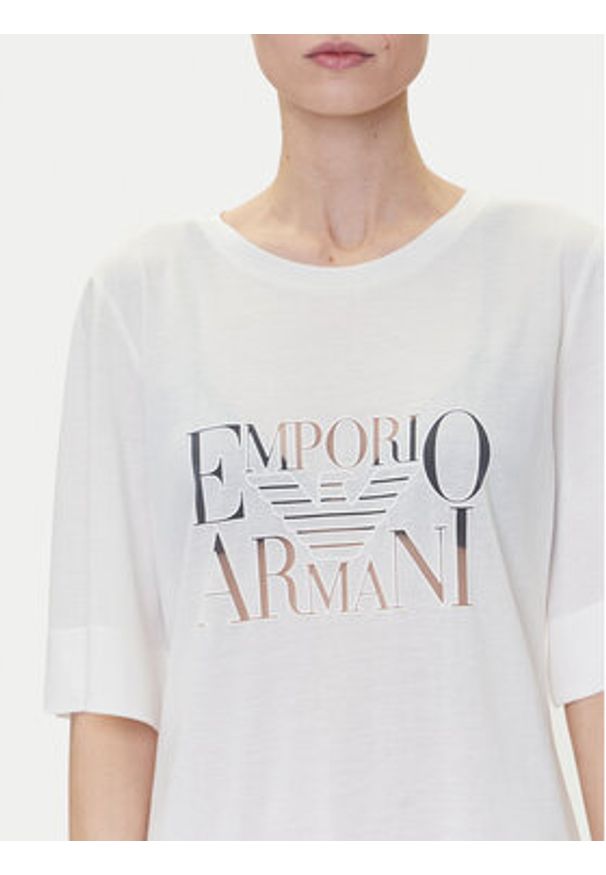 Emporio Armani Sukienka codzienna EW000618 AF12187 U1131 Biały Loose Fit. Okazja: na co dzień. Kolor: biały. Materiał: wiskoza. Typ sukienki: proste. Styl: casual