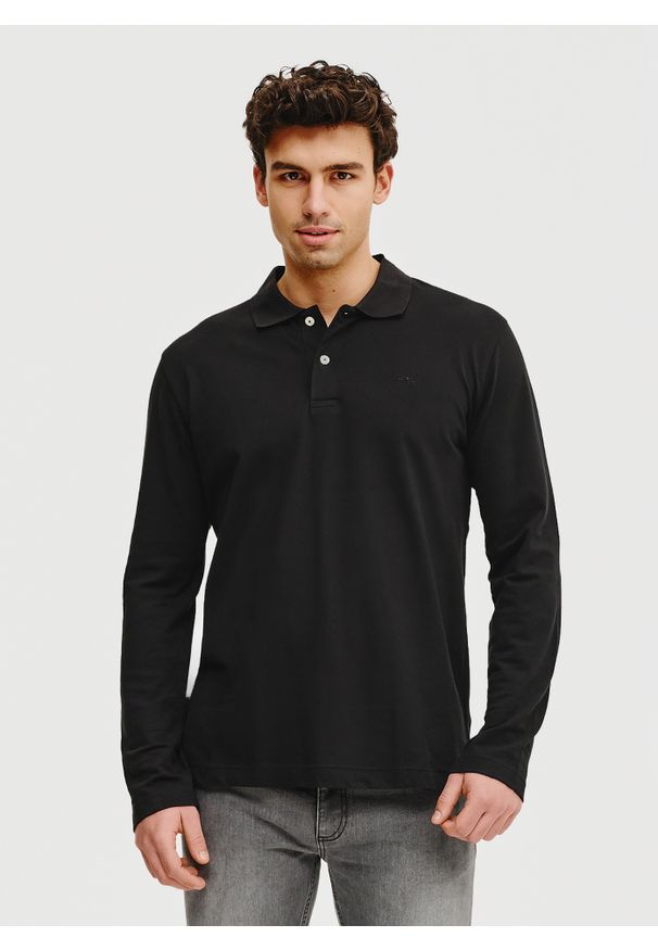 Pako Lorente - PAKO LORENTE – Czarne polo longsleeve. Okazja: na co dzień. Typ kołnierza: polo. Kolor: niebieski, czarny. Materiał: bawełna, elastan. Długość rękawa: długi rękaw. Długość: długie. Styl: casual