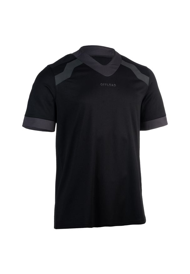 OFFLOAD - Koszulka do rugby R100 męska. Kolor: wielokolorowy, czarny, szary. Materiał: materiał, poliester