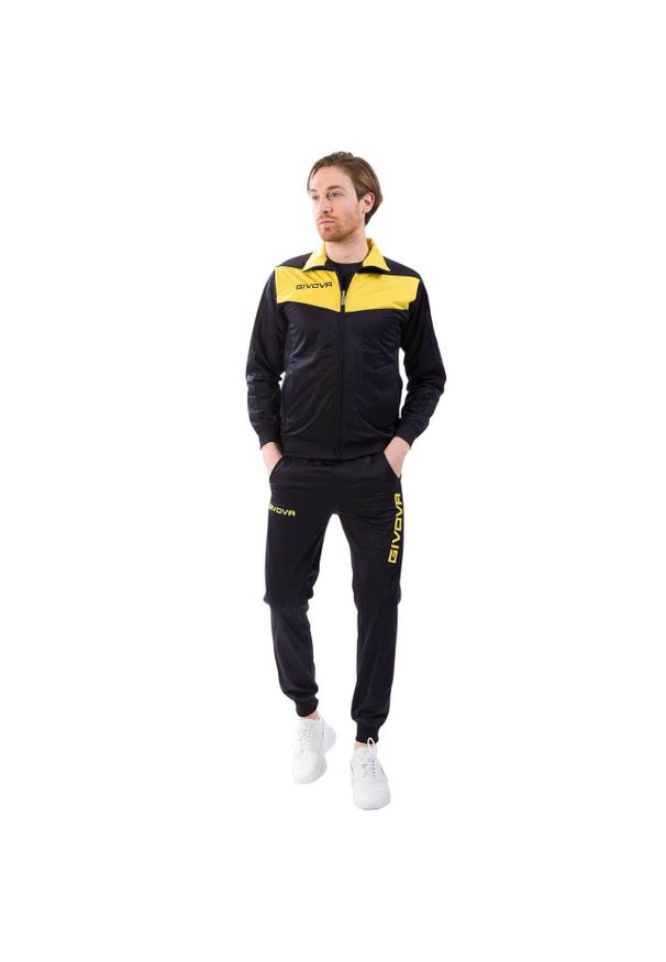 Dres Givova Tuta Visa Triacetato. Kolor: niebieski, wielokolorowy, żółty. Materiał: dresówka